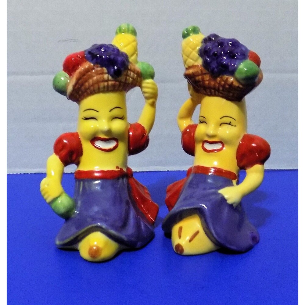 Clay Art Banana Salt & Pepper Shakers Carmen Miranda Anthropomorphic